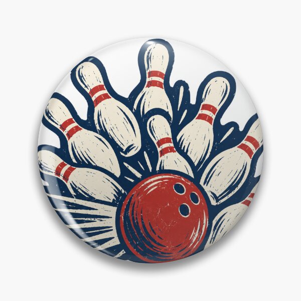 Item preview, Linocut Bowling Strike Ball and Flying Pins designed and sold by eignvalue.