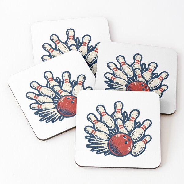 Item preview, Linocut Bowling Strike Ball and Flying Pins designed and sold by eignvalue.