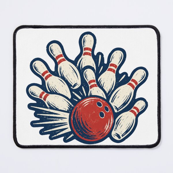 Item preview, Linocut Bowling Strike Ball and Flying Pins designed and sold by eignvalue.
