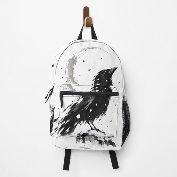 Item preview, Korean Crow in Snow – Traditional Ink Wash Painting with Moon designed and sold by Windy-market.