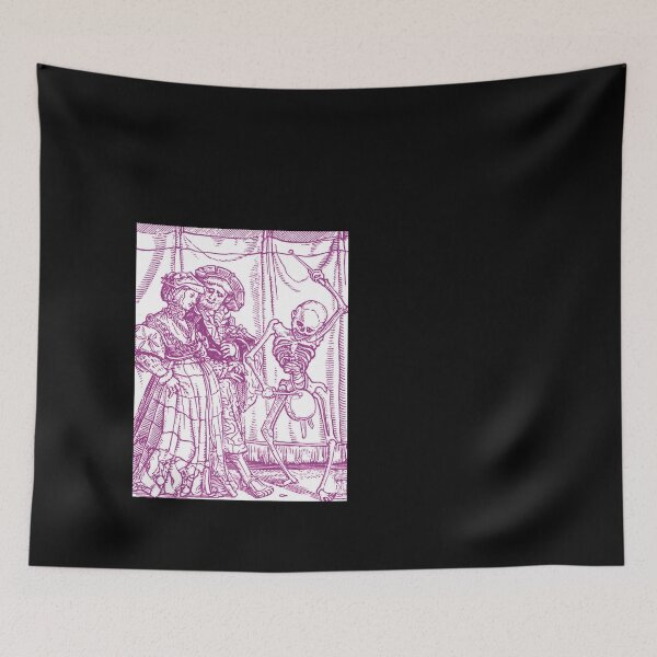 Aperçu de l'œuvre Danse macabre médiévale - Gravure sur bois (version rose) créée et vendue par Dungeon-Shop.