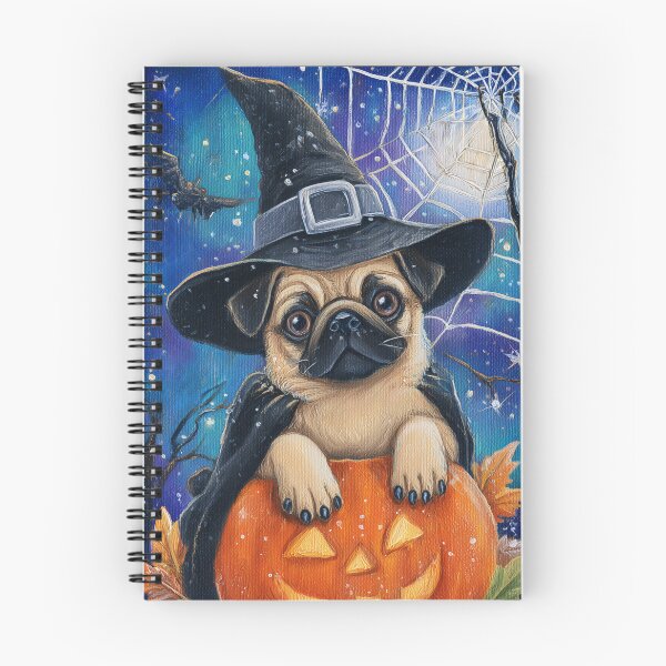 Item preview,  Halloween Pug Puppy with Pumpkin – Golden Beige Witch Hat Dog Art designed and sold by elisarasada.