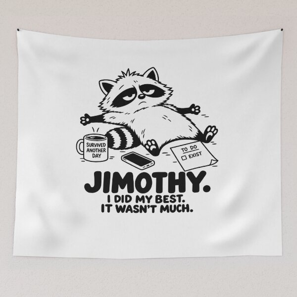Item preview, Jimothy raccoon lazy meme designed and sold by ViolettaGlass.