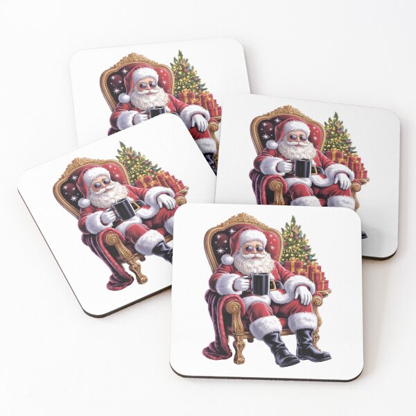 Artikelvorschau, Cooler Weihnachtsmann entspannt im Sessel, Kaffee, Weihnachtskunst entworfen und verkauft von jkrphoto.