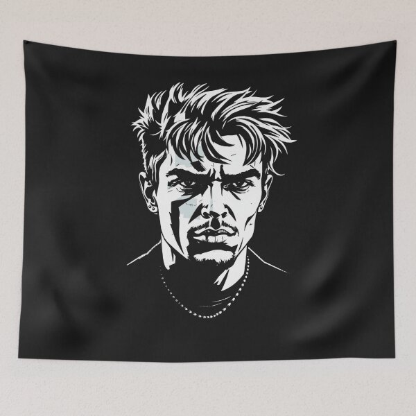 Item preview, Minimalist White Ink Sketch Anime Boy Portrait designed and sold by ERODED SELF.