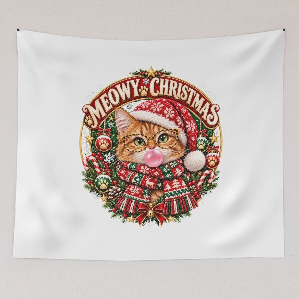 Item preview, Christmas Kitten Shirt, Tabby Cat Bubble Gum Christmas Design, Funny Cat Gift, Festive Holiday Graphic Tee designed and sold by MOSSINDESING.
