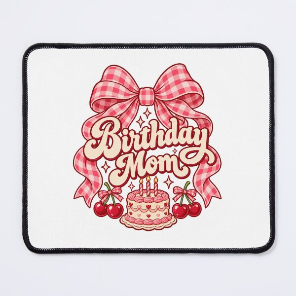 Item preview, Birthday Mom Gingham Bow and Cherry Cake designed and sold by narinzoon.