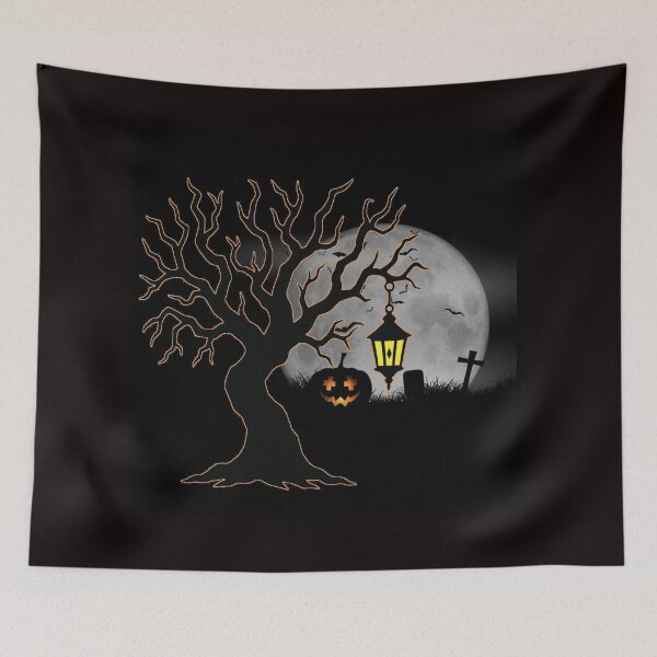 Item preview, Spooky Halloween Graveyard Scene Under Full Moon designed and sold by Sakshiartwork.