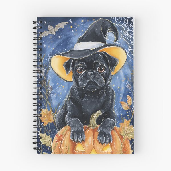 Item preview,  Halloween Black Pug Puppy with Pumpkin – Witch Hat Pug Wall Art designed and sold by elisarasada.