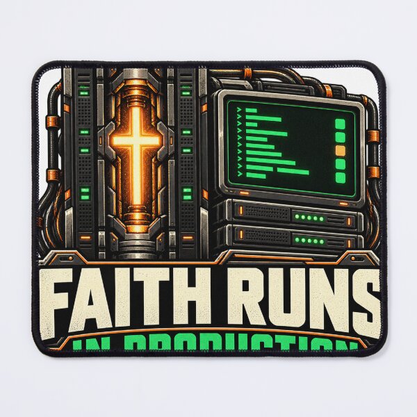 Item preview, Faith Runs in Production  Christian DevOps Design designed and sold by Intensegd.