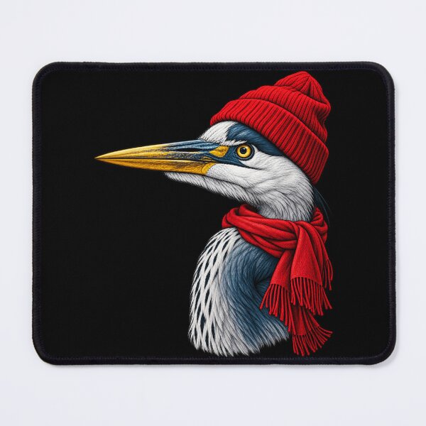 Item preview, Heron Bird Red Beanie Scarf Winter Portrait designed and sold by bootycatclube.