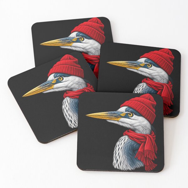Item preview, Heron Bird Red Beanie Scarf Winter Portrait designed and sold by bootycatclube.