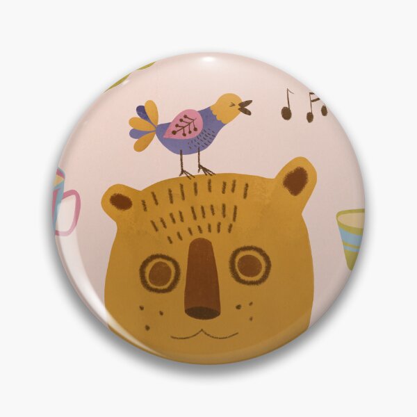 Item preview, Teacup Bear and Bird Pink Backbround designed and sold by Eleanore Ditchburn.