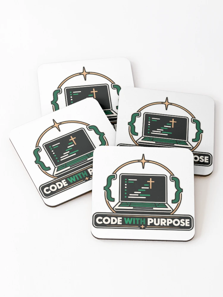 Thumbnail 1 of 5, Coasters (Set of 4), Code With Purpose Christian Software Developer Design designed and sold by Intensegd.