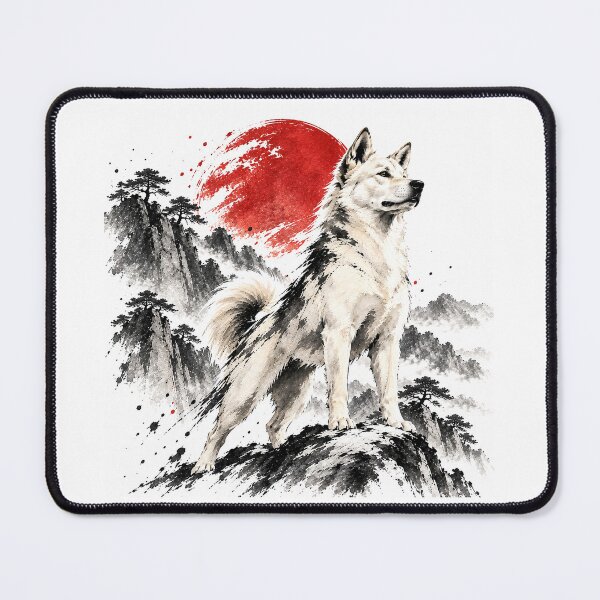 Item preview, Korean Jindo Dog – Traditional Korean Ink Wash Mountain Art designed and sold by Windy-market.