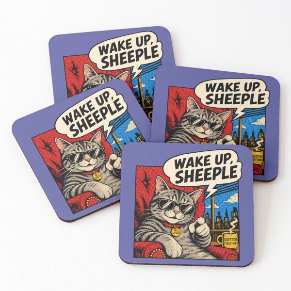 Item preview, Wake Up Sheeple - Conspiracy Cat designed and sold by Kathy Kuczek.