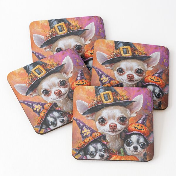 Item preview, Halloween Chihuahua Mother & Puppies with Pumpkins – Witch Dog Family Art designed and sold by elisarasada.