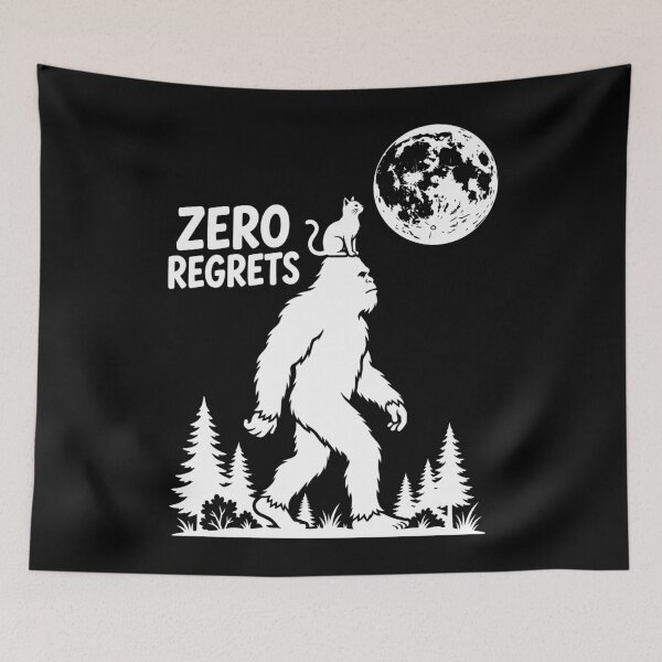 Item preview, Zero Regrets Bigfoot Sasquatch Cat Lover Cryptozoology Enthusiast designed and sold by FolkGraphics.