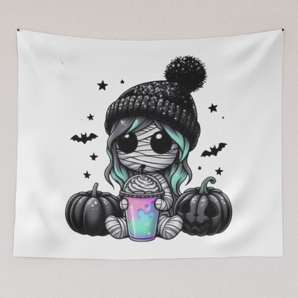 Item preview, Cute Mummy Girl with Frappuccino – Spooky Kawaii Halloween Art designed and sold by frantuliuss.