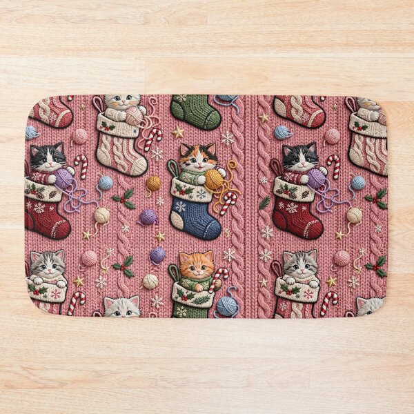 Item preview, Cute Christmas Kittens in Holiday Stockings Knit Pattern designed and sold by  One City Two Children Studio.