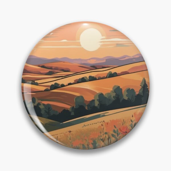 Artikelvorschau, Field of Wildflowers - Boho Landscape Illustration entworfen und verkauft von hidamariSHOP.