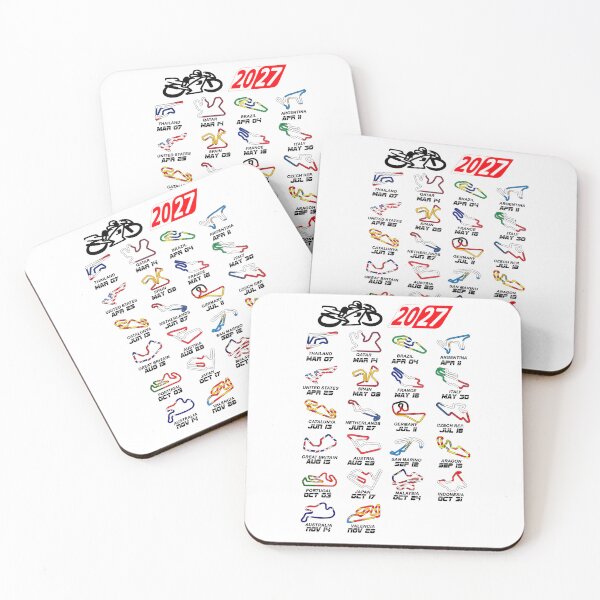 Aperçu de l'œuvre Saison 2027 du calendrier MotoGP, circuits aux couleurs blanches créée et vendue par ideasfinder.