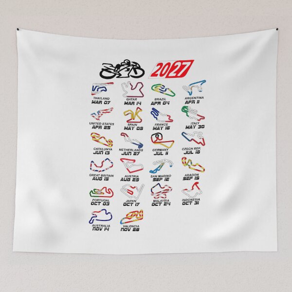 Item preview, Calendar season 2027 MotoGp circuits colors white designed and sold by ideasfinder.