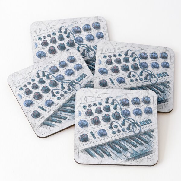 Item preview, Analog Synthesizer: Frozen Frequencies - Marble Blueprint Art  designed and sold by codex antique.