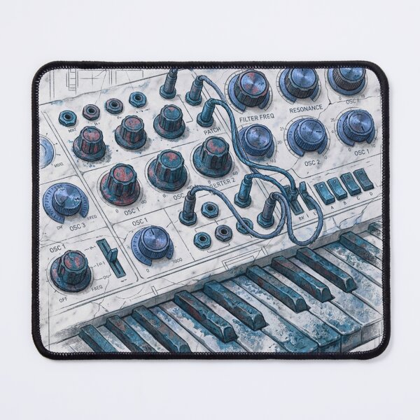 Item preview, Analog Synthesizer: Frozen Frequencies - Marble Blueprint Art designed and sold by codex antique.