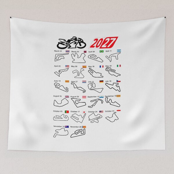 Item preview, Calendar season 2027 MotoGp circuits white designed and sold by ideasfinder.