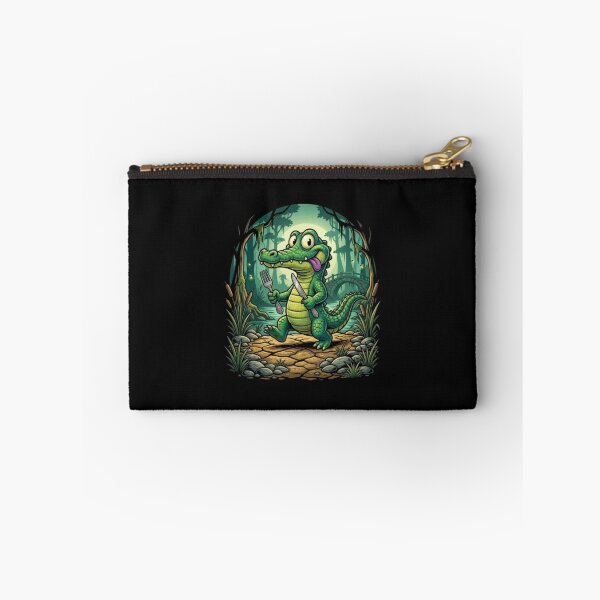 Item preview, Funny Alligator Holding Fork and Knife Cute Crocodile Swamp Art designed and sold by ArtivaaStudio.