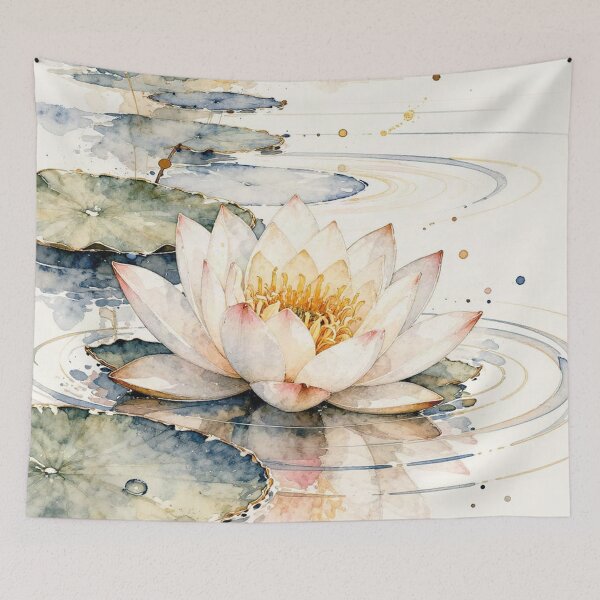 Item preview, Watercolor Lotus Pond – Serene Lily Flower and Tranquil Water designed and sold by ZYVARENNE.