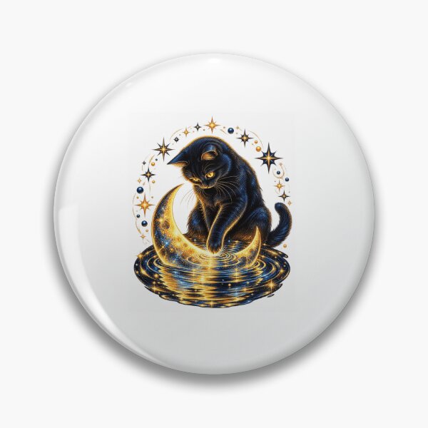 Artikelvorschau, Kosmische schwarze Katze auf einem goldenen Halbmond entworfen und verkauft von anapldv.