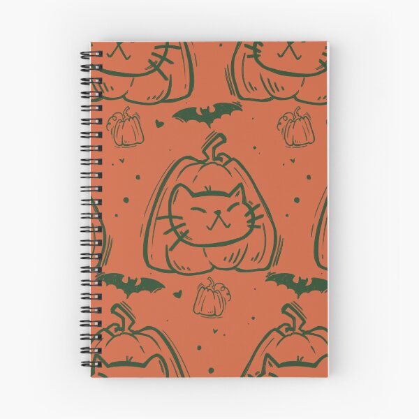 Item preview, Purrfect Pumpkins: Cat & Bat Hand-Drawn Halloween Pattern designed and sold by LeelaLab.