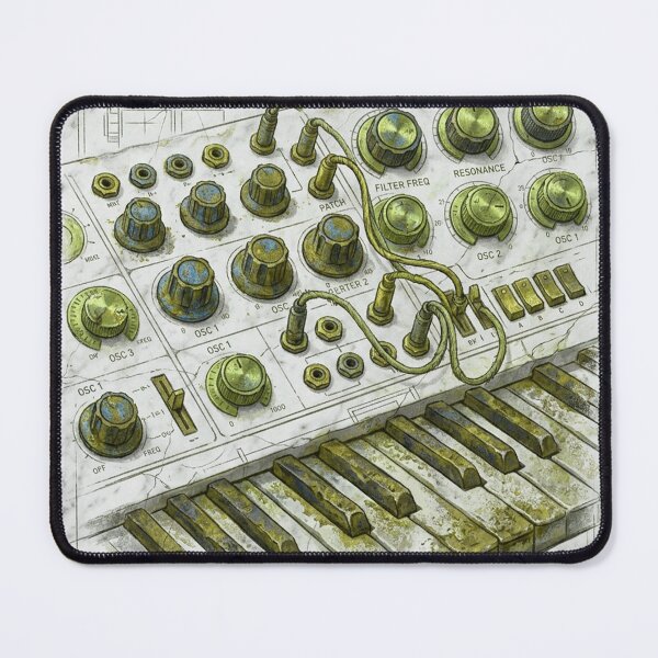 Item preview, Analog Synthesizer: Oxidized Frequencies - Bronze Blueprint Art designed and sold by codex antique.