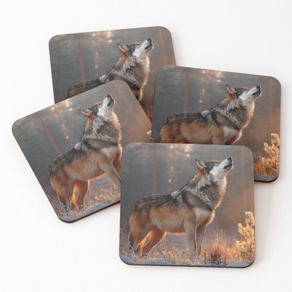 Item preview, Majestic Wolf Howling in a Sunlit Forest Scene designed and sold by Artessie.