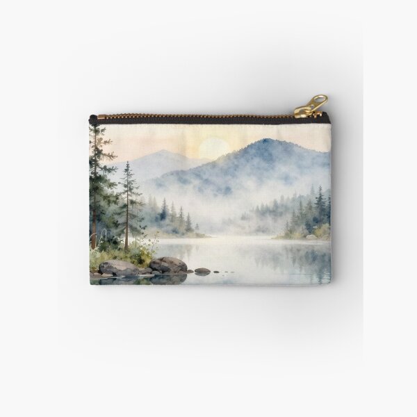 Item preview, Misty Mountain Lake at Sunrise – Serene Forest Landscape designed and sold by ZYVARENNE.