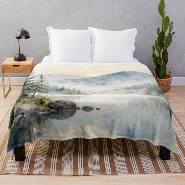 Item preview, Misty Mountain Lake at Sunrise – Serene Forest Landscape designed and sold by ZYVARENNE.