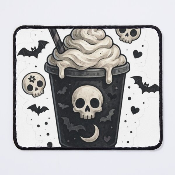 Item preview, Spooky Skull Iced Coffee – Cute Gothic Halloween Drink Art designed and sold by frantuliuss.