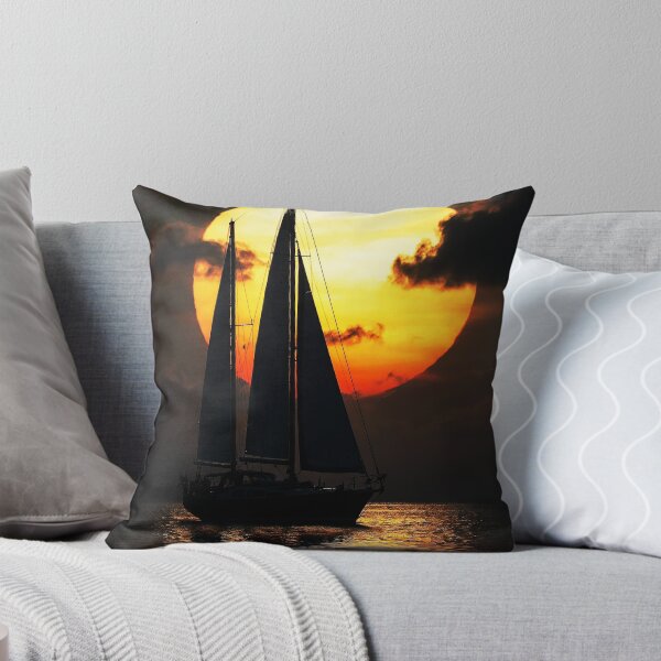 Item preview, Moonlit Sailing – Sailboat Silhouette on a Golden Sea designed and sold by Exodoi.