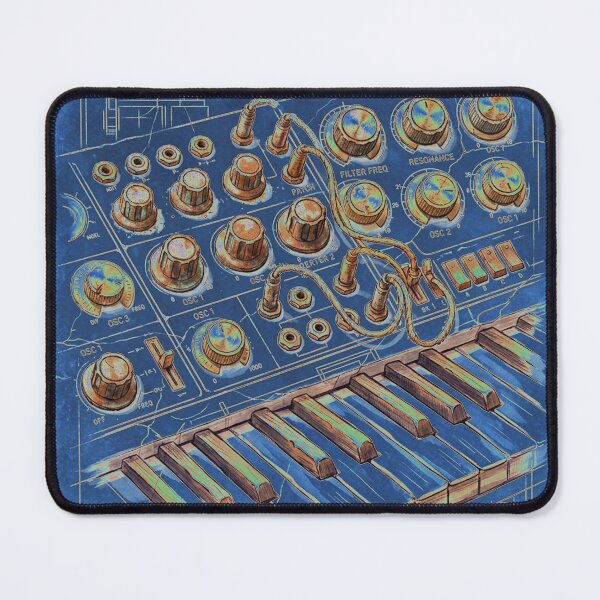 Item preview, Analog Synthesizer: Cosmic Frequencies - Blue Blueprint Art designed and sold by codex antique.