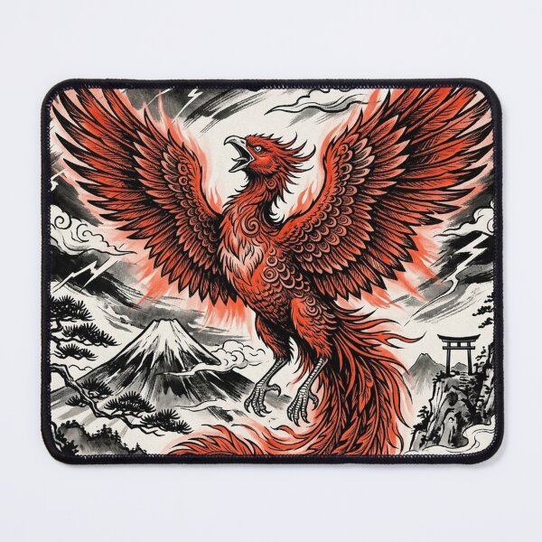 Item preview, Japanese Vermilion Bird Phoenix Art - Realistic Raptor Style designed and sold by iris-festival.