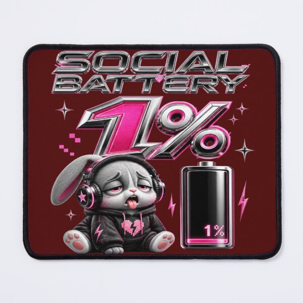 Item preview, Social Battery 1% - Low Battery Introvert Bunny Y2K designed and sold by mo-carnival.