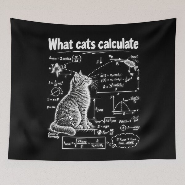 Item preview, What Cats Calculate Physics Equations Blackboard Style designed and sold by bootycatclube.
