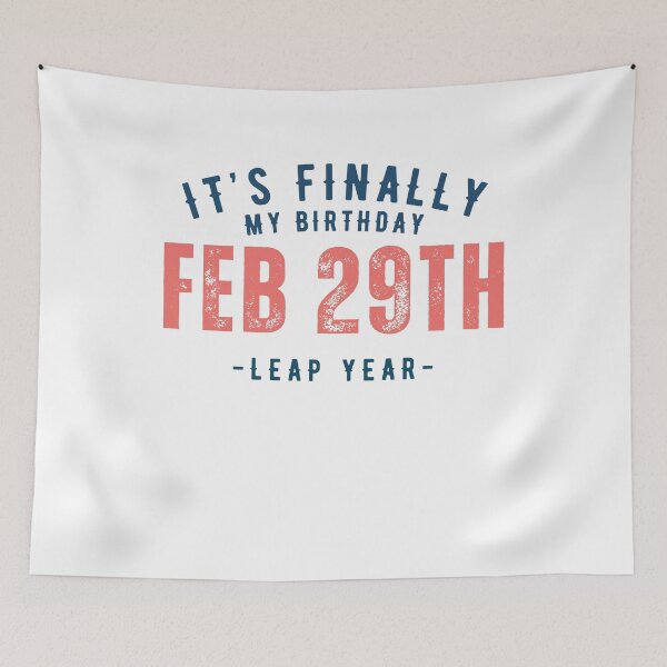 Item preview, February 29th birthday in blue and coral designed and sold by Sofia Rose Design ⭐️⭐️⭐️⭐️⭐️.