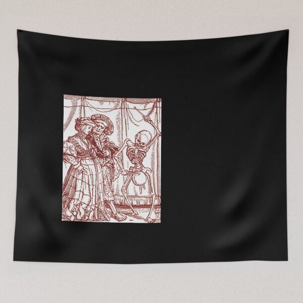 Aperçu de l'œuvre Danse macabre médiévale - Gravure sur bois (version rouge) créée et vendue par Dungeon-Shop.