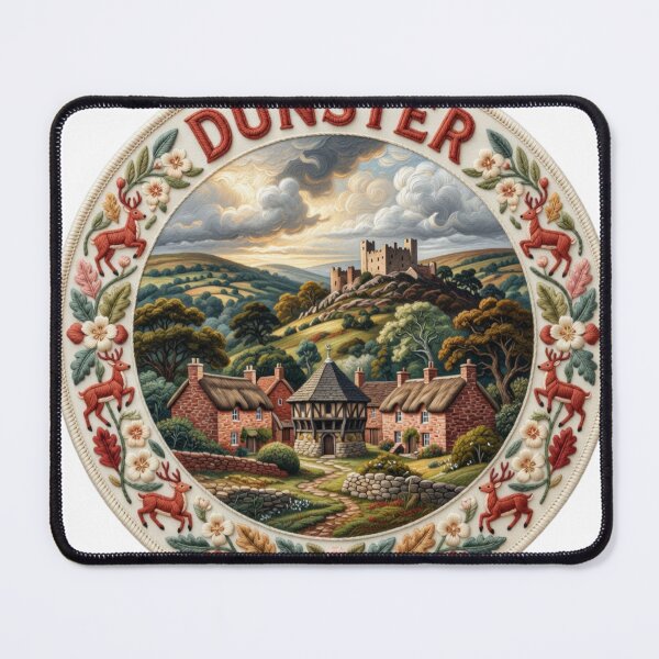 Item preview, Dunster England Somerset Exmoor Castle Village Embroidered Patch Sticker designed and sold by Imaginarium of Chaos falcon88 .