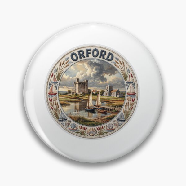Item preview, Orford England Suffolk Castle Quay Village Embroidered Patch Sticker designed and sold by Imaginarium of Chaos falcon88 .