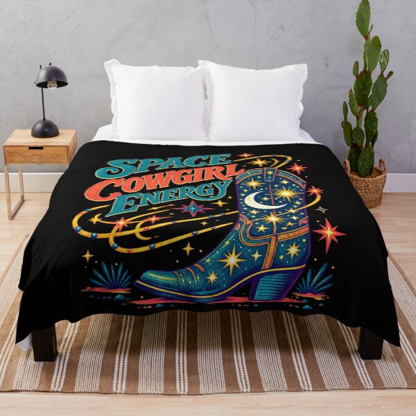 Item preview, Funny Cowgirl Space Energy Cosmic Western Boot Art designed and sold by elderberry.