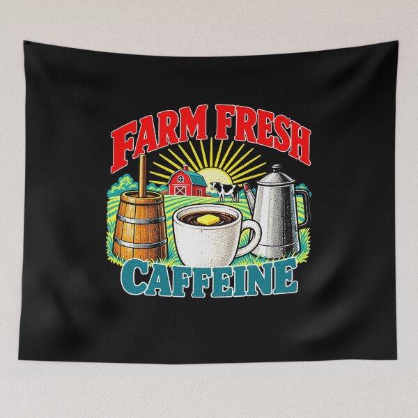 Item preview, Funny Farm Fresh Caffeine Butter Coffee Humor Art designed and sold by elderberry.